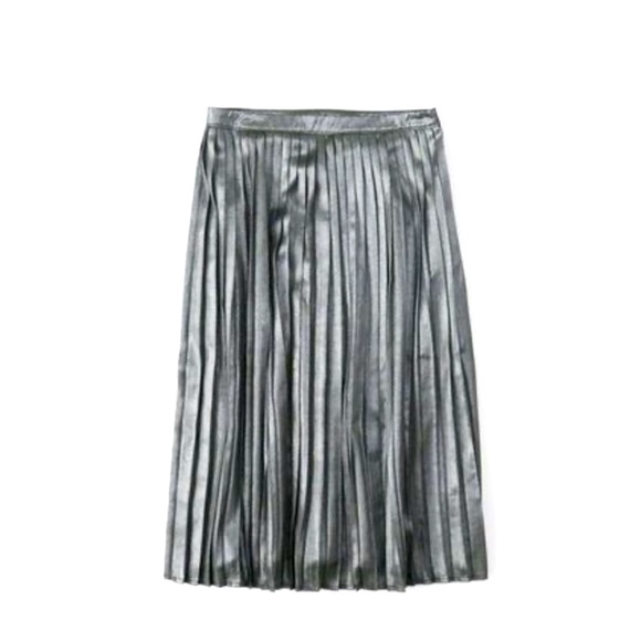 METALLIC SILVER MIDI SKIRT - Picture 4 of 5